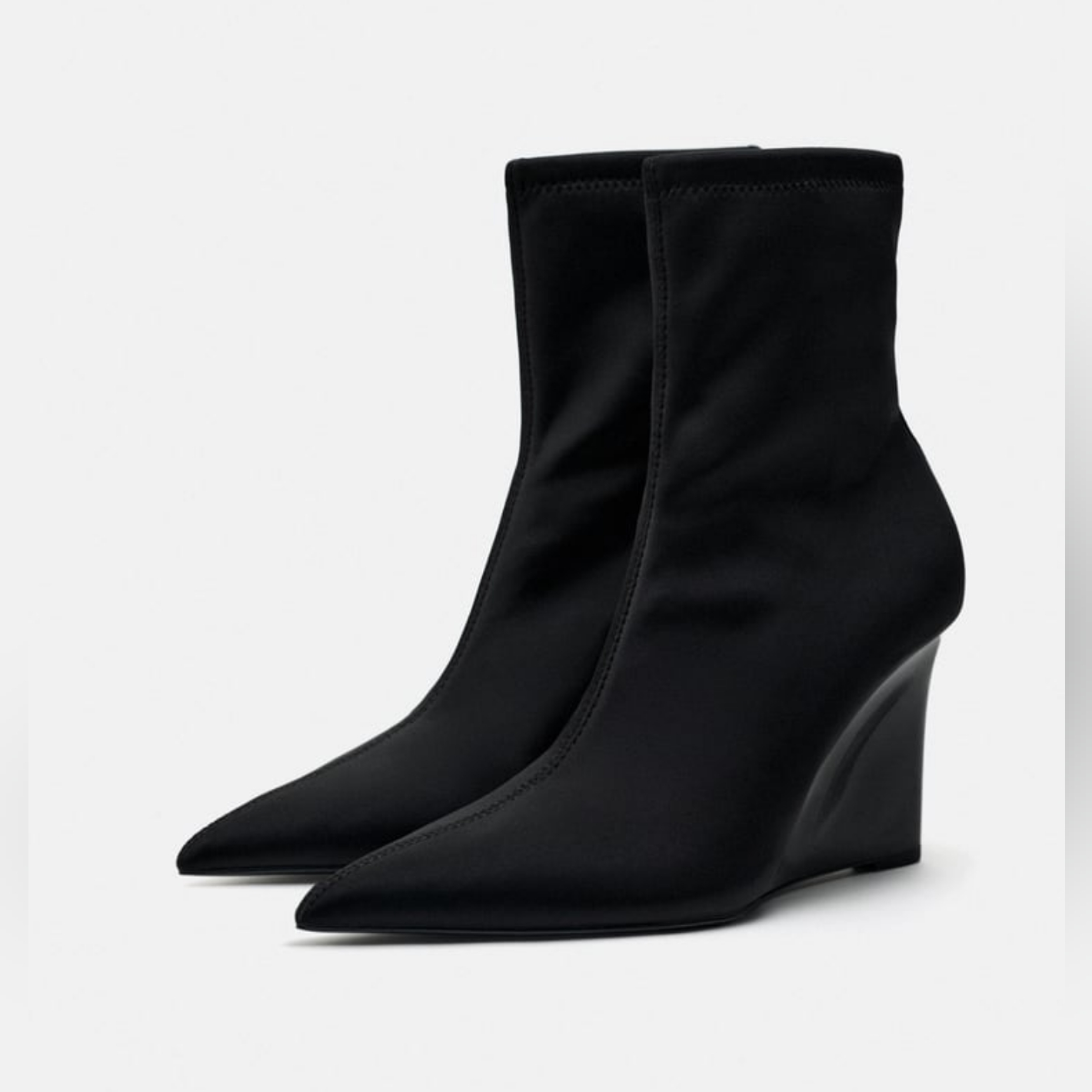 Zara Limited Edition Black Stretch Wedge Ankle Boots